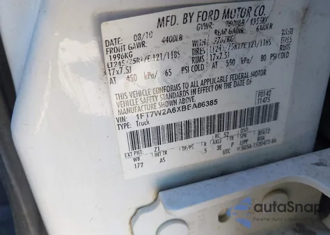 2011 Ford F-250 Xl z USA, uszkodzony, nr VIN 1FT7W2A6XBEA86385